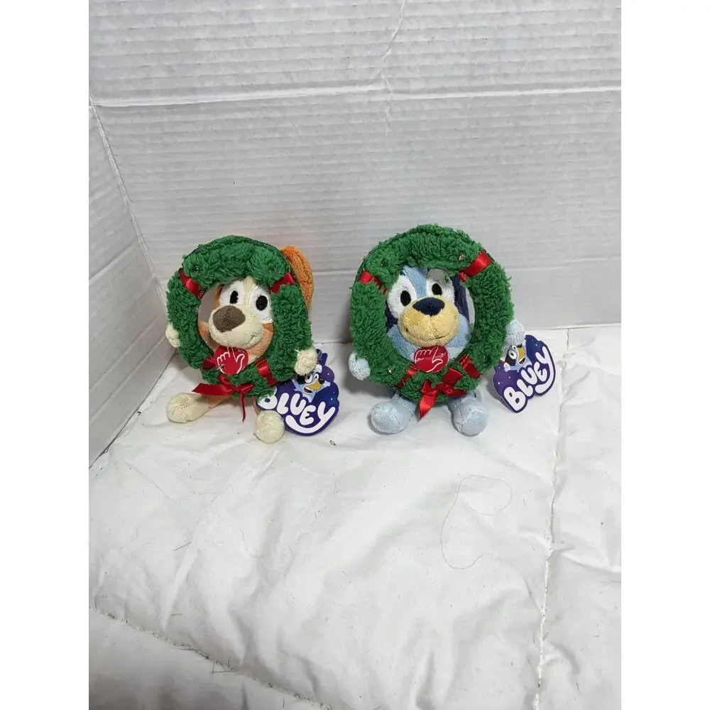 Bluey & Bingo Plush Lot Christmas Wreath Lights Up Backpack Bag Clip New Holiday